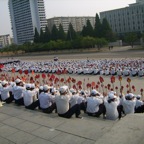 the students are waiting for the morningtraining for the big parade to celebrate the national days 10-17. oct 1