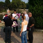 buying flowers to lay in front of Kim Il Songs statue