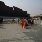 putting down flowers in front of Kim Il Songs monument 3